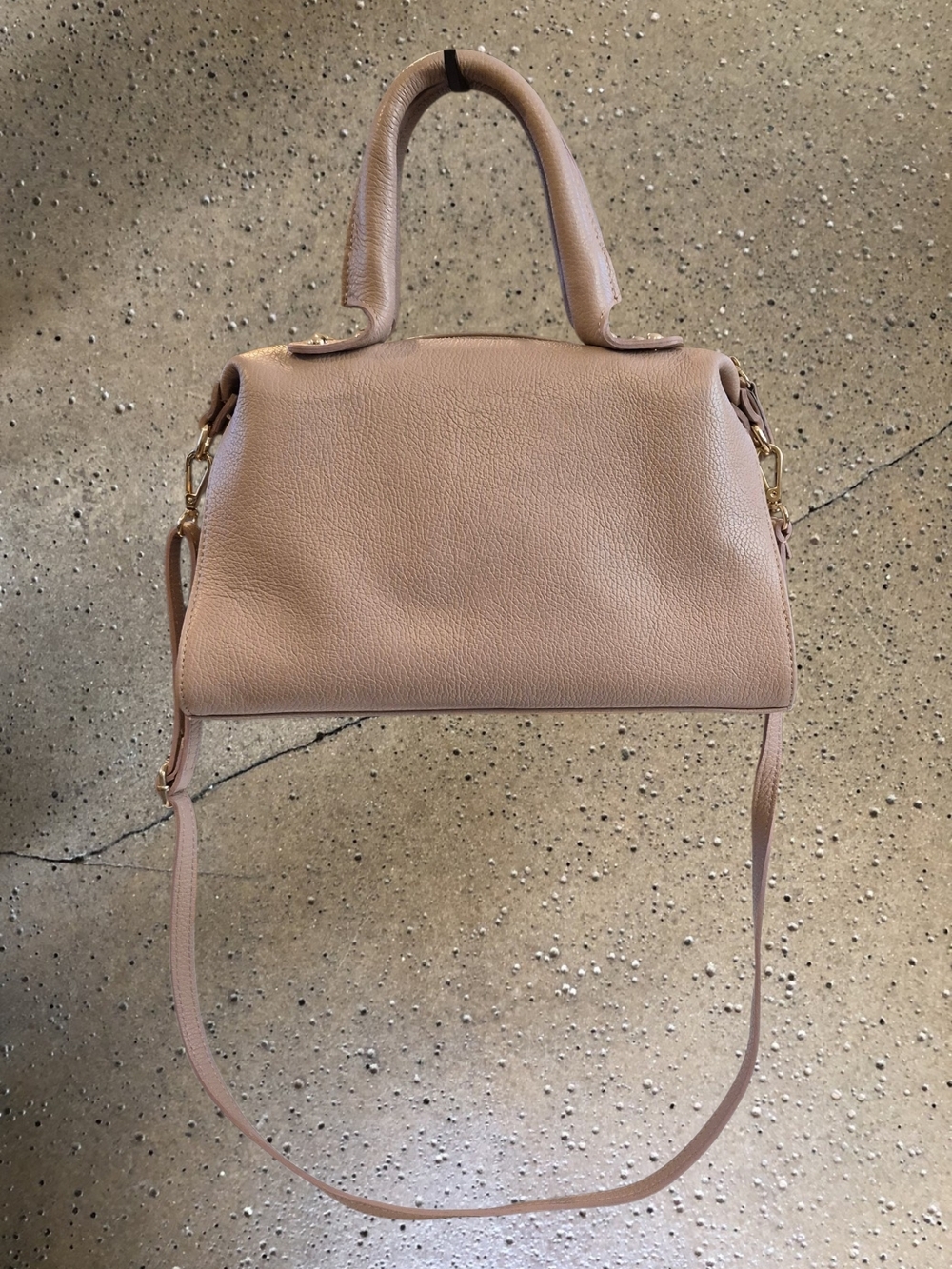 Vera Pelle Pebbled Leather Satchel - Blush Tan
